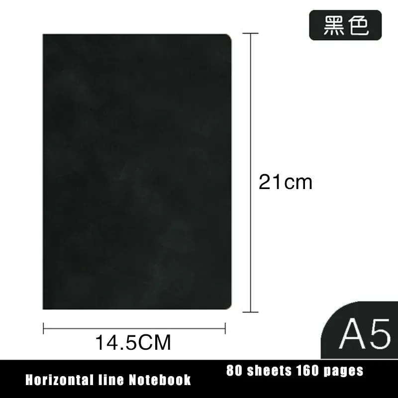 A4 A5 400pages/160pages Soft Leather Thickened Notebook Work Meeting Classroom Record Book Diary Horizontal Line Inside Page