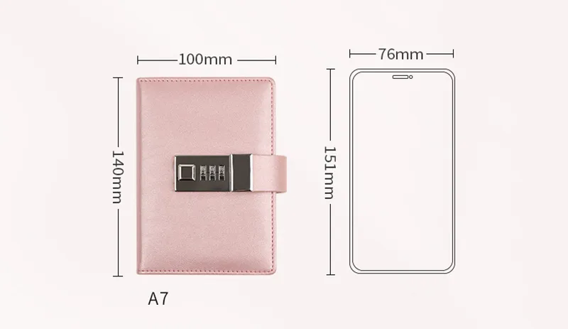 Code Diary Book With Lock PU Notepad Agenda Planner Handmade Handaccount Book Journal Travel Notebook