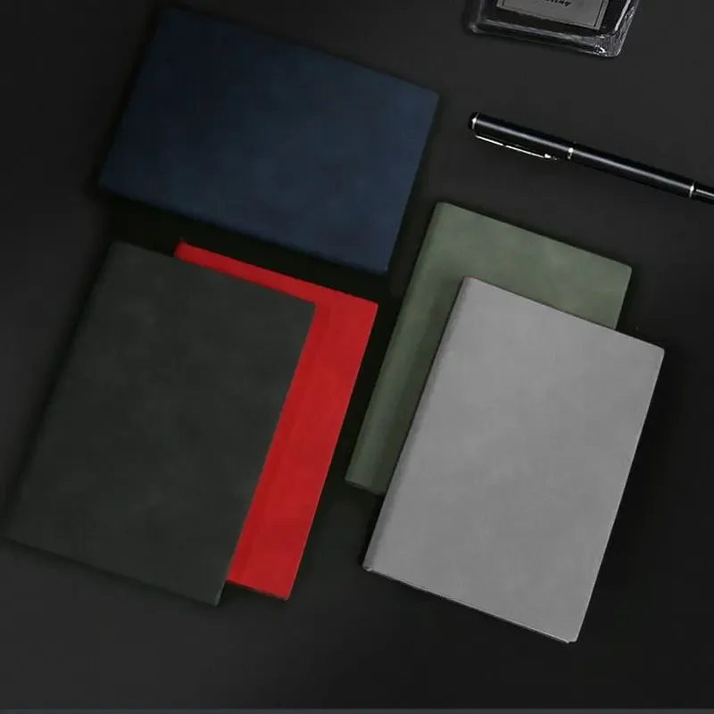 A4 A5 400pages/160pages Soft Leather Thickened Notebook Work Meeting Classroom Record Book Diary Horizontal Line Inside Page