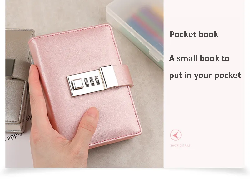 Code Diary Book With Lock PU Notepad Agenda Planner Handmade Handaccount Book Journal Travel Notebook