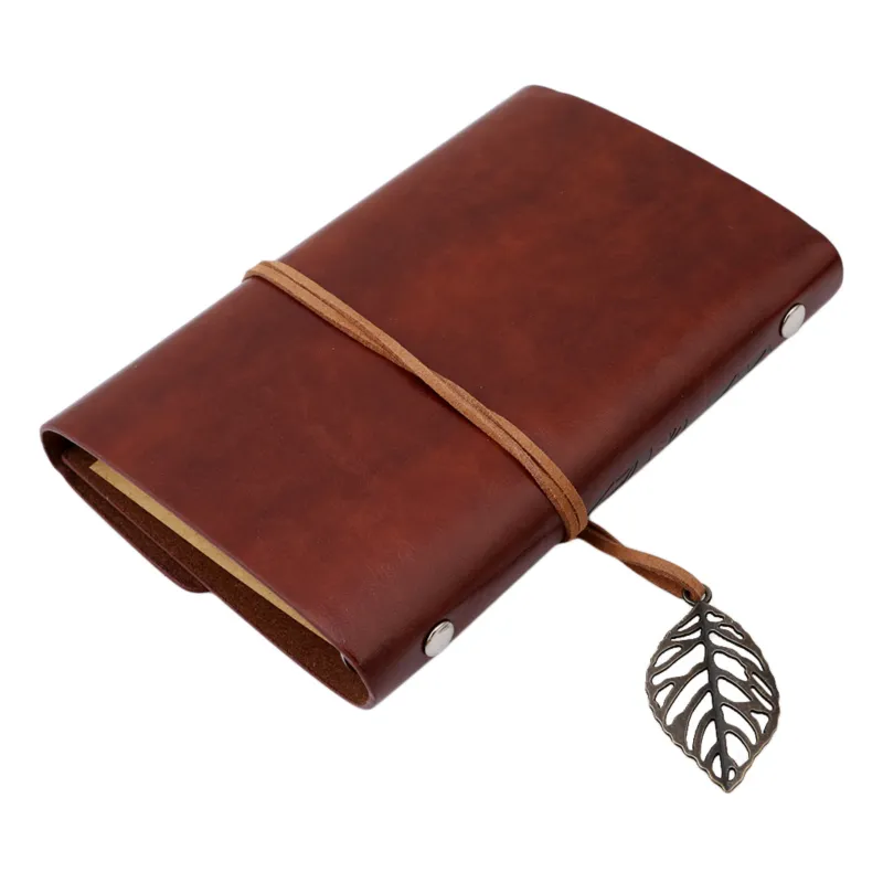 1PC Retro Leaf Notebook School Office Stationery Diary Notepad Literature PU Leather Note Book Traveler Journal Planners Gifts
