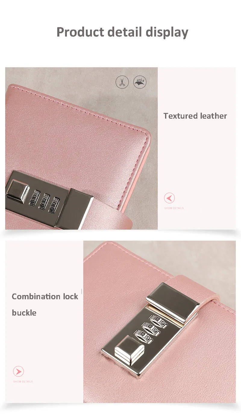 Code Diary Book With Lock PU Notepad Agenda Planner Handmade Handaccount Book Journal Travel Notebook