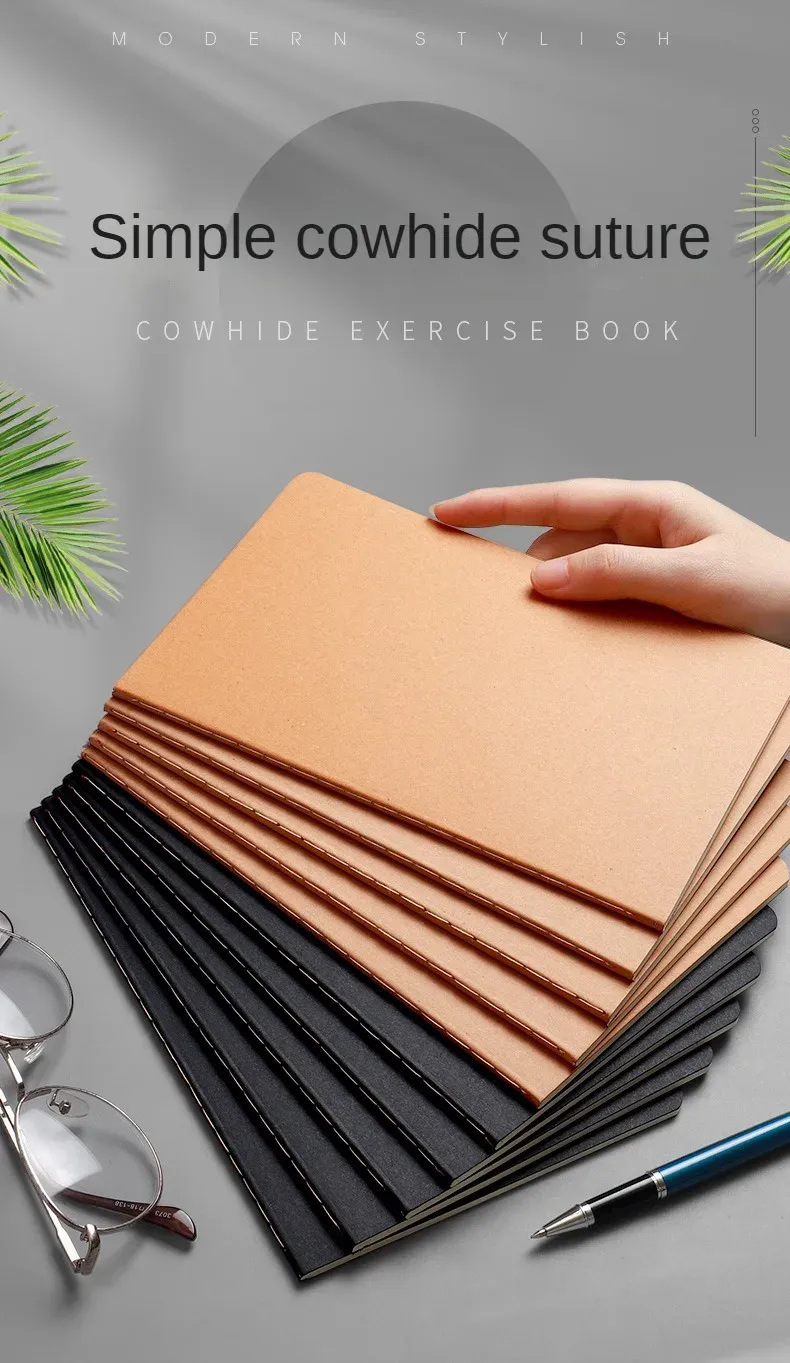 Notebook A5 Kraft Cover Vintage Diary Blank/grid/lined Stationery Planner Writing Paper for Students School Office Supplies