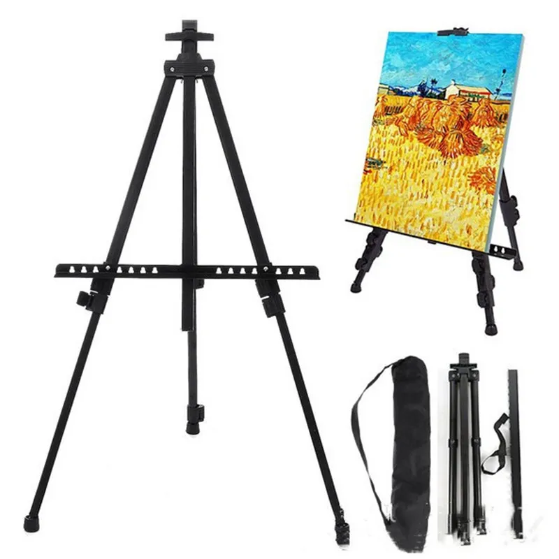 Portable Adjustable Metal Sketch Easel Sketch Drawing For Artist Art Supplies Stand Foldable Travel Easel Shelf With Bag Outdoor