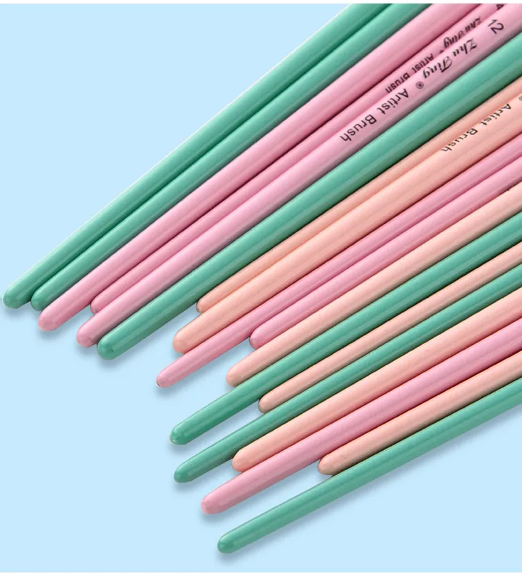 6 Pcs/Set Macaron Wooden Handle Nylon Hair Painting Brushes Watercolor Oil Acrylic Brush Art Pen for School Student Supply