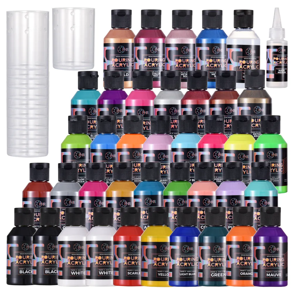 OPHIR Acrylic Pouring Paint Water-Based High Flow Arts Supply 36 Colors for Choose 100ML/Bottle TA001