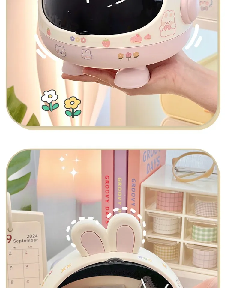 Desktop Rabbit Storage Box Desk Organizer Bin Cute Student Girls Hair Accessories Stationary Storage Kawaii Korean Storage Rack