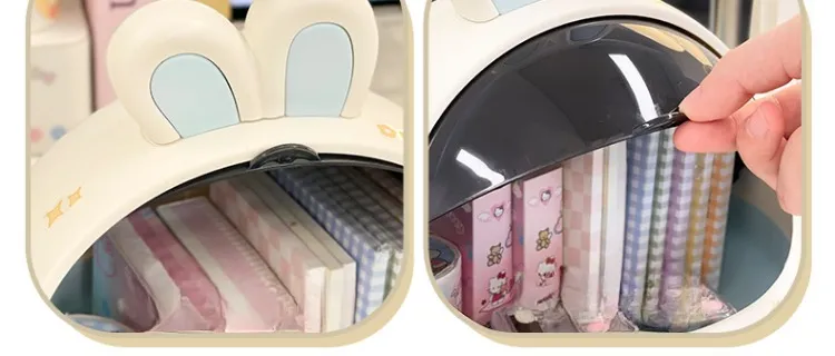 Desktop Rabbit Storage Box Desk Organizer Bin Cute Student Girls Hair Accessories Stationary Storage Kawaii Korean Storage Rack
