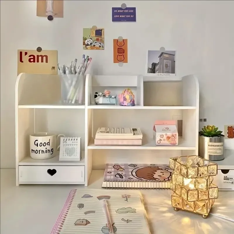 Double-Layer Desktop Organizer Rack Stationery Office Desk Accessories Storage Desktop Cosmetics Organizers Storage Shelf