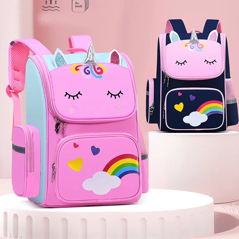 Children Girl Backpack With Large Capacity Waterproof Unicorn Print Teen School Bag for 2-16 Year Olds Cute Kawaii Kid Backpack