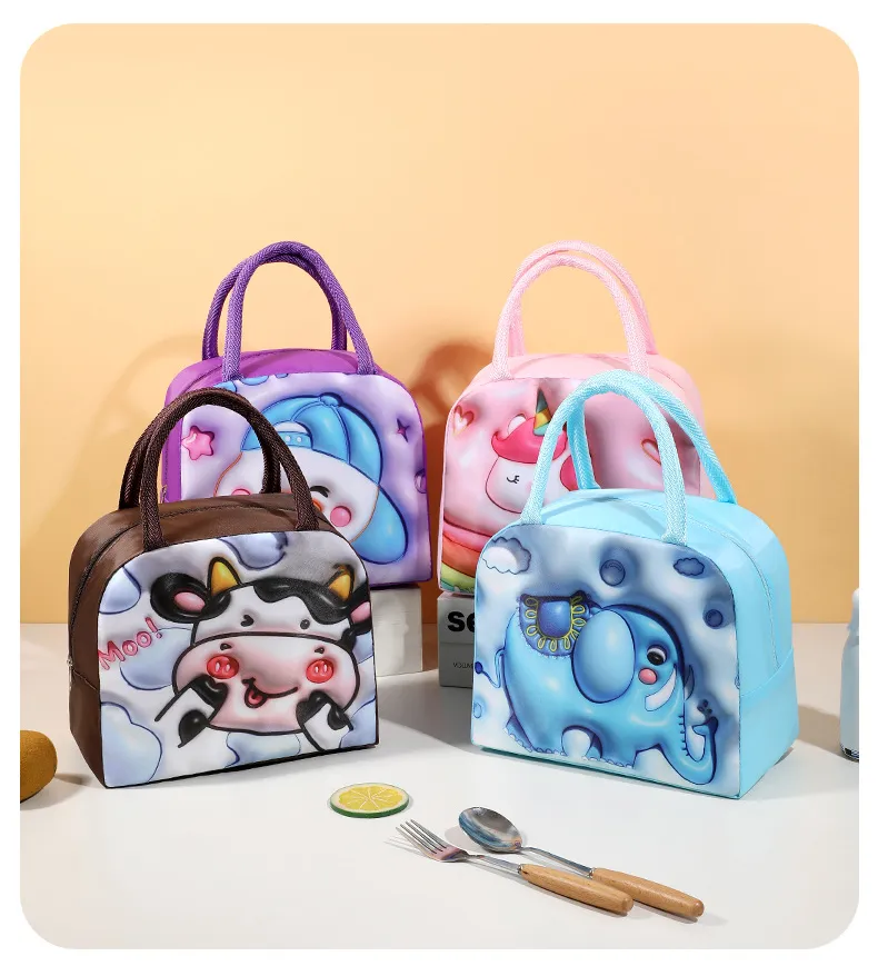 Kids Lunch Bag for School Portable Thermal Bag Children Cartoon Insulated Lunch Bag Cooler Bento Pouch Dinner Container Handbags