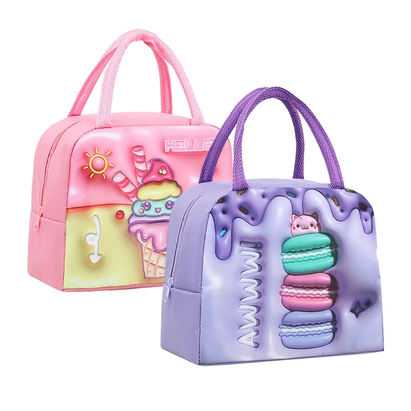 2Pcs Children School Lunch Bags Cute Cartoon Kids Thermal lunchbox Bag for Girls Boys Picnic Thermal Insulation Bags