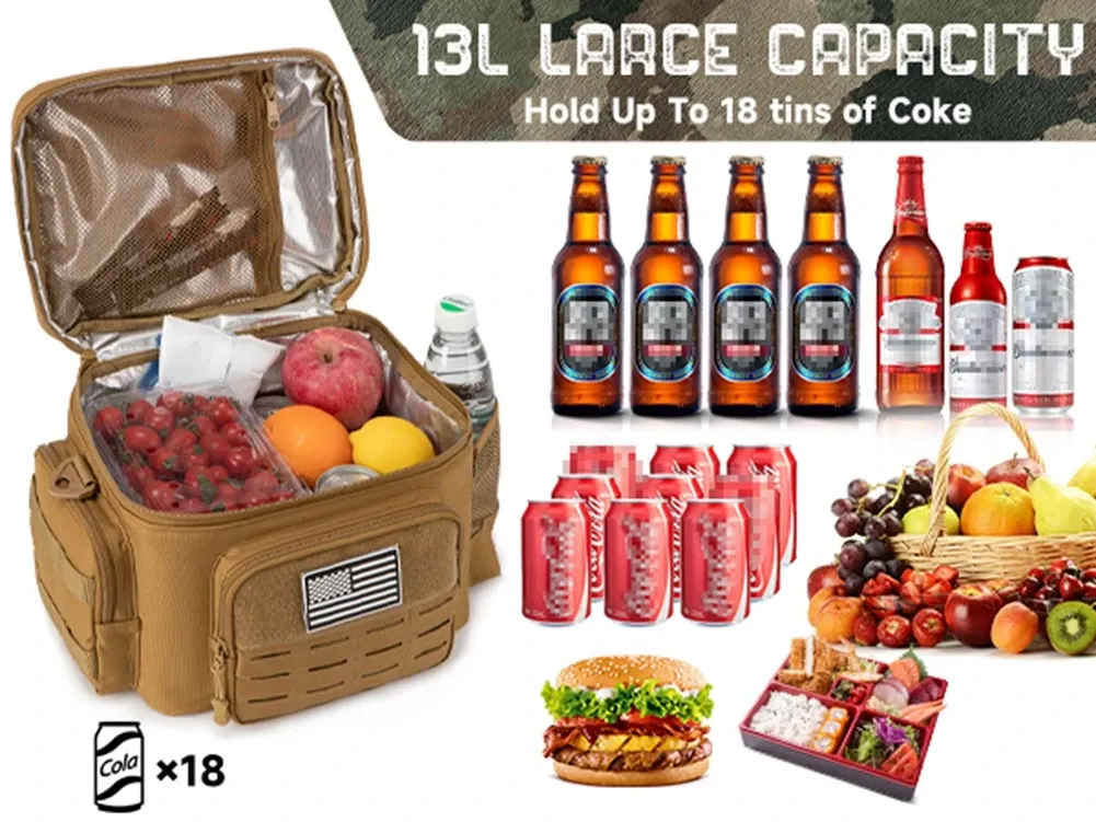 Tactical Lunch Box for Men Outdoor Heavy Duty Lunch Bag Work Leakproof Insulated Durable Thermal Cooler Bag Meal Camping Picnic