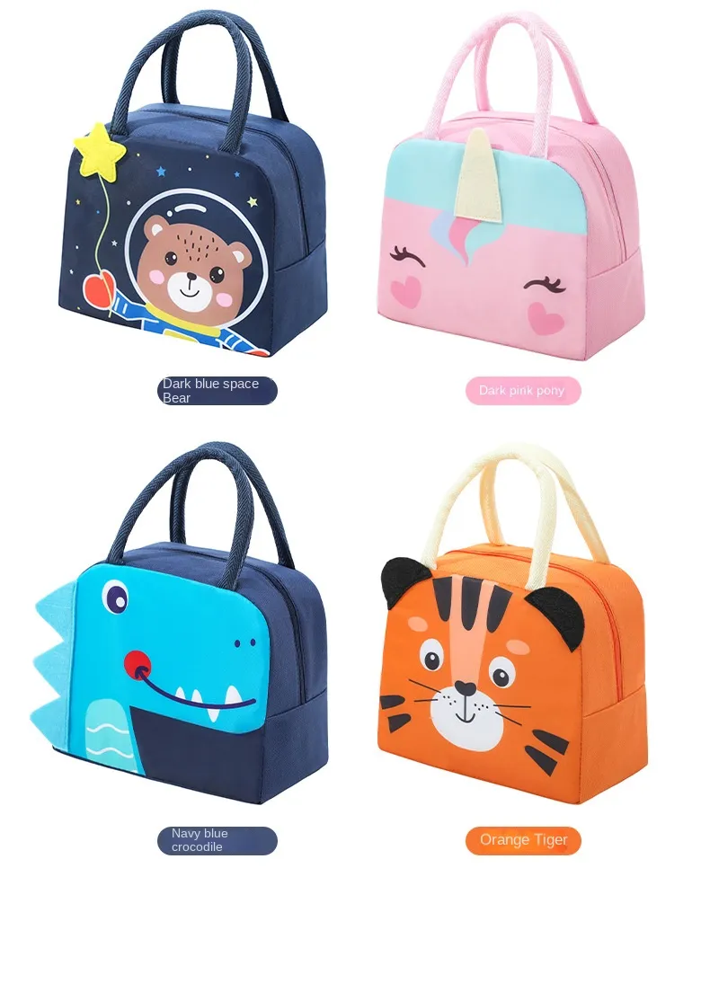 Cartoon Children's Lunch Bag Thermal Insulation Aluminum Film High Quality Waterproof Oxford Cloth Portable Lunch Bags Tote New