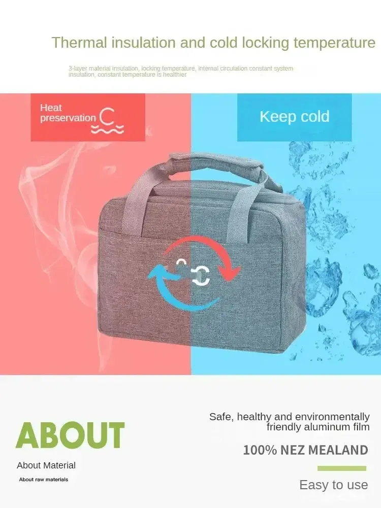 Portable Lunch Bag For OL Women Thermal Insulated Lunch Box Tote Cooler Handbag Waterproof Bento Pouch Office Food Shoulder Bag