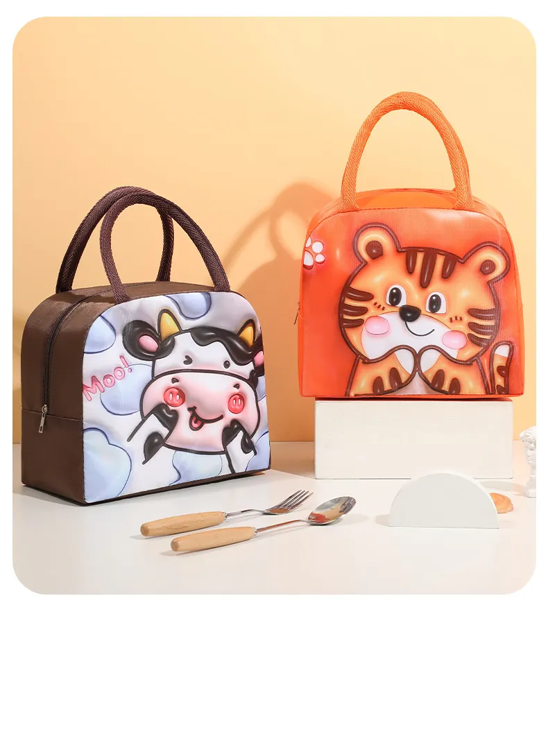 Kids Lunch Bag for School Portable Thermal Bag Children Cartoon Insulated Lunch Bag Cooler Bento Pouch Dinner Container Handbags