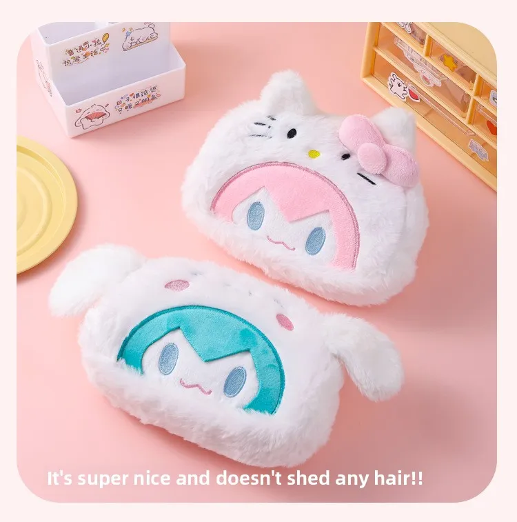 Miku Plush Pencil Case Large Capacity Cartoon Stationery Bag Cute Creative Design For Students Kawaii Hatsune Miku Gift for Girl