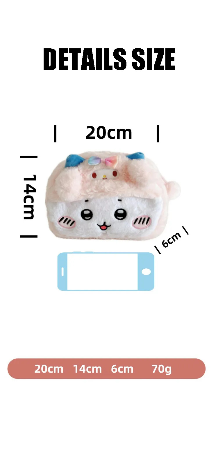 Chiikawa Pencil Case Ins Style Cute Plush Bag for Teenage Students Holding Makeup Bag Zipper Pen Bag Children's Gift Girl Gift