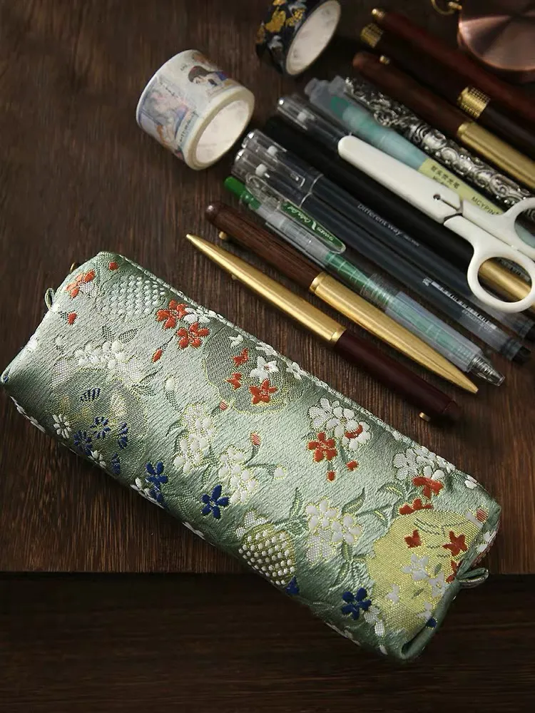 Kawaii Pencil Case Retro Pen Case School Supplies Trousse Scolaire Fabric Embroidery Pencil Bags Student Stationery Pencil Cases