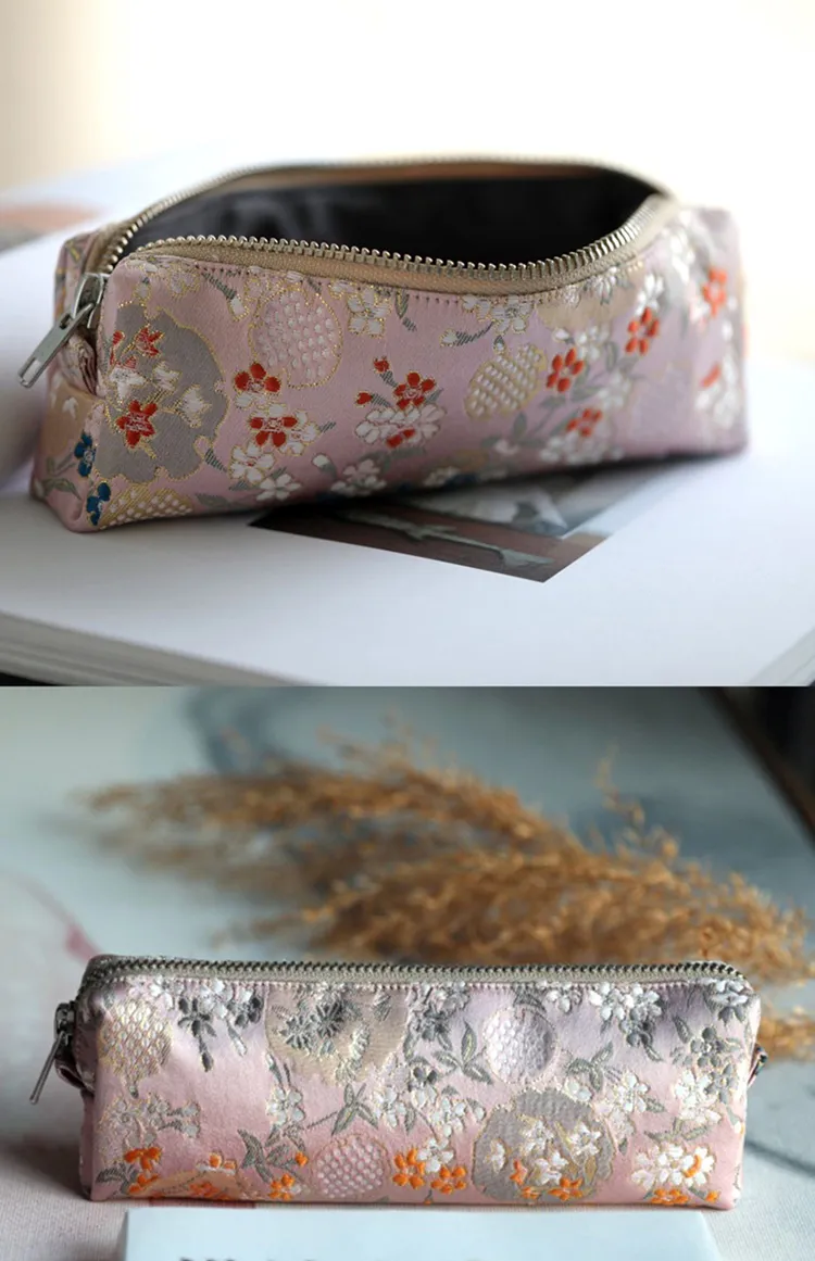 Kawaii Pencil Case Retro Pen Case School Supplies Trousse Scolaire Fabric Embroidery Pencil Bags Student Stationery Pencil Cases