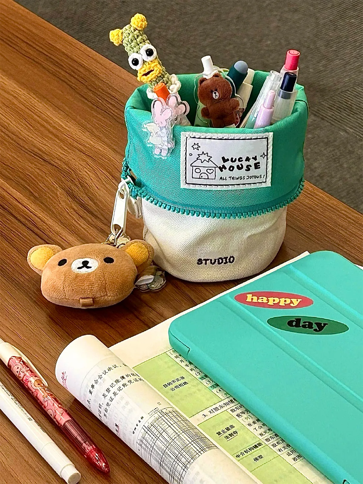 Kawaii Portable Pen Holder Students Large-Capacity Pencil Case Innovative Cute Stationery Storage Bag School Stationery Supplies