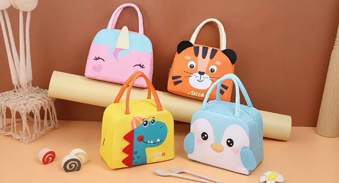 Cartoon Children's Lunch Bag Thermal Insulation Aluminum Film High Quality Waterproof Oxford Cloth Portable Lunch Bags Tote New