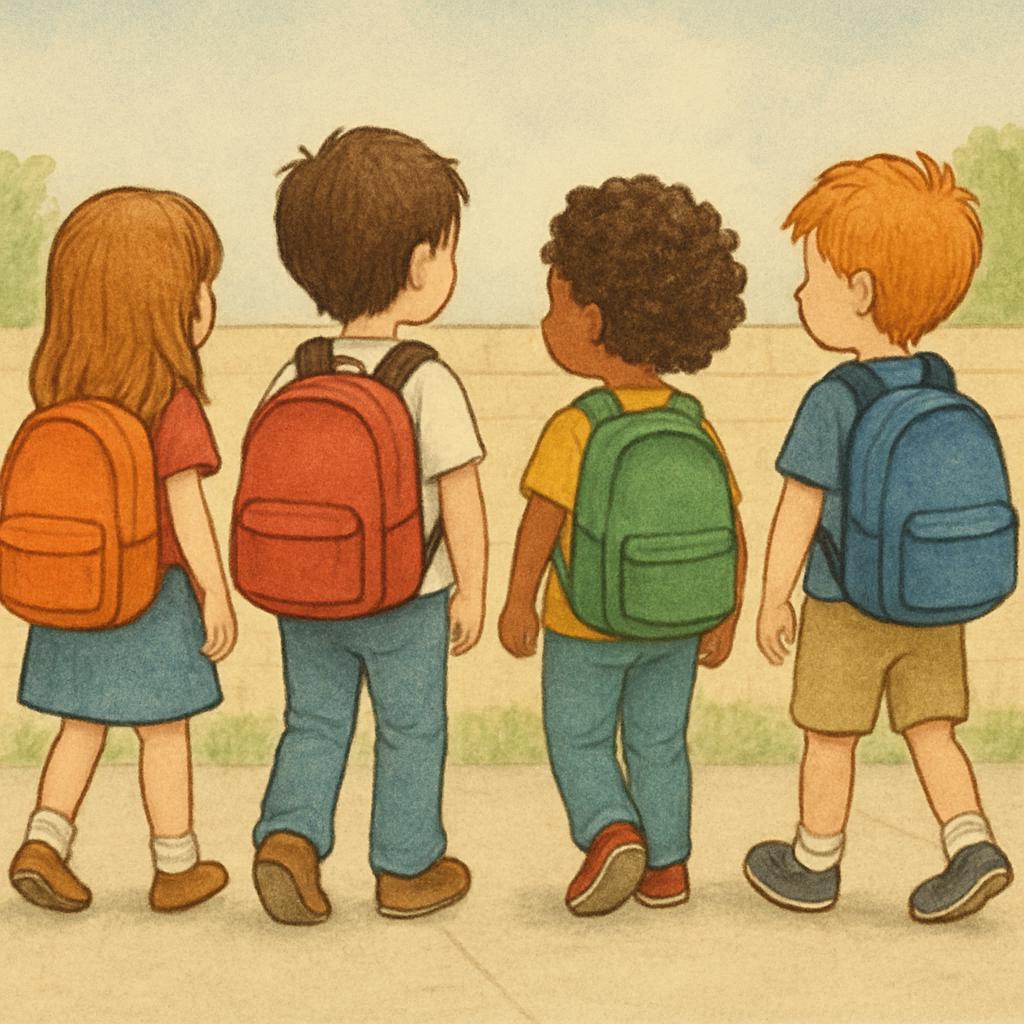 Children carrying back to school supply kits 2025-2026