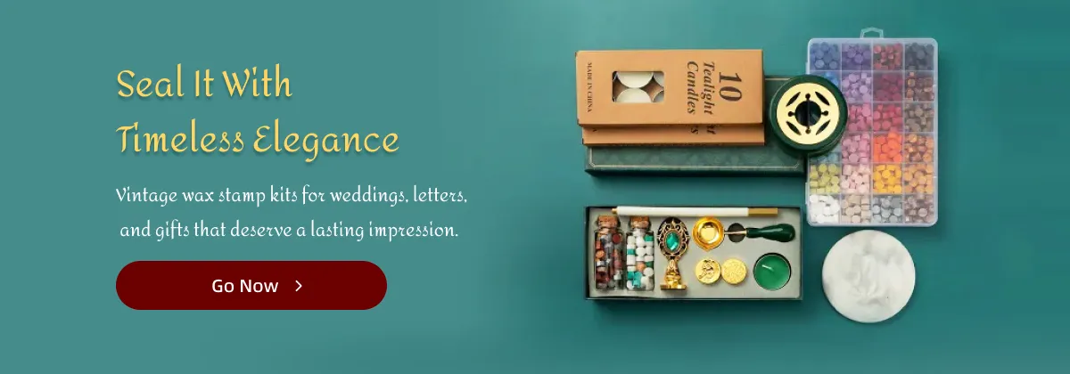 Wax Seal Stamp Set Vintage Kit Luxury Wedding Invitation Postcard Sealing Wax Beads Seal Stamp Melting Gift Packing Box HCS001